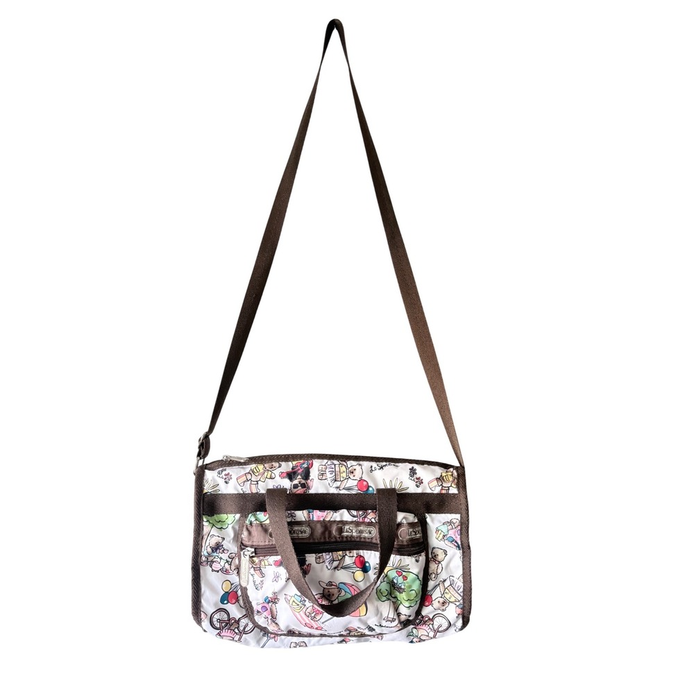 LeSportsac Teddy Bear Print Crossbody‎ Bag Womens Small Multicolor Nylon